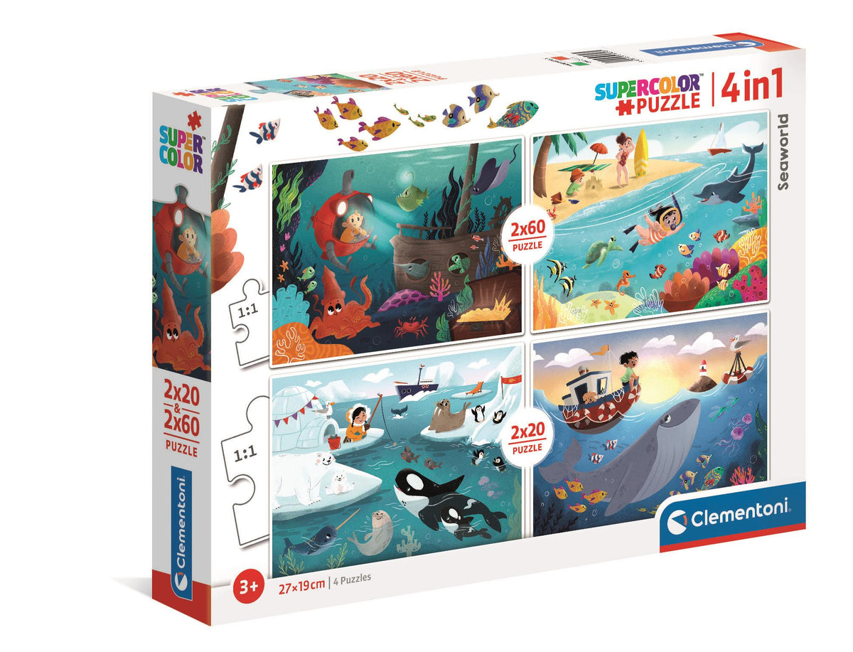 Clementoni 21308, Seaworld Puzzles for Children - 2 x 20 el. + 2x 60 el.